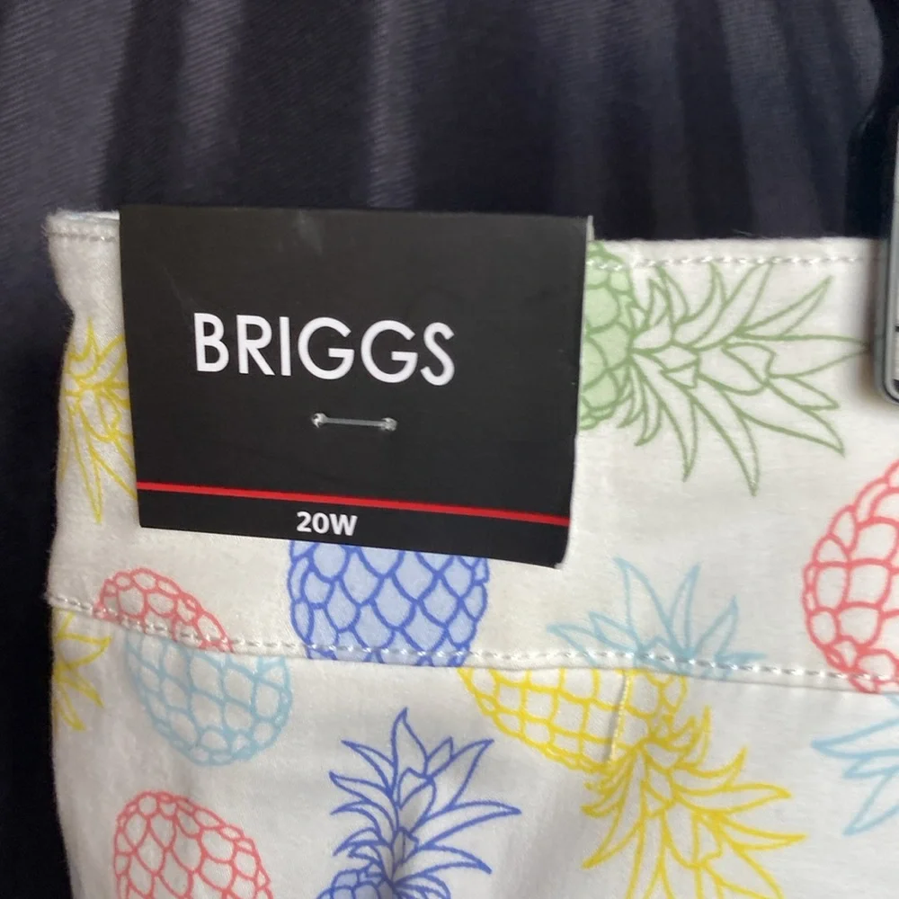 Briggs short multi colored pineapple print white short casual size 20W - Picture 6 of 17